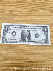 MaxSold Auction: Massive Replica $1 One Dollar Banknote Prop (Cotton-Linen, 16 x 7 in) - Saanich (British Columbia, Canada) SELLER MANAGED Downsizing Online Auction - Dunsterville Avenue