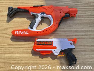 MaxSold Auction: Nerf Rival & Ultra Foam Dart/Blaster Bodies, Orange/White/Black - Saanich (British Columbia, Canada) SELLER MANAGED Downsizing Online Auction - Dunsterville Avenue