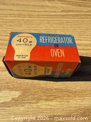 MaxSold Auction: Vintage Canadiana Sylvania 40W Refrigerator/Oven Light Bulb Box (Made in Canada) - Saanich (British Columbia, Canada) SELLER MANAGED Downsizing Online Auction - Dunsterville Avenue