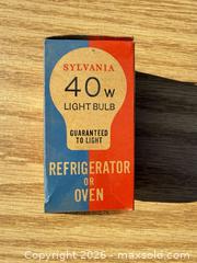 MaxSold Auction: Vintage Canadiana Sylvania 40W Refrigerator/Oven Light Bulb Box (Made in Canada) - Saanich (British Columbia, Canada) SELLER MANAGED Downsizing Online Auction - Dunsterville Avenue