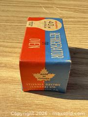 MaxSold Auction: Vintage Canadiana Sylvania 40W Refrigerator/Oven Light Bulb Box (Made in Canada) - Saanich (British Columbia, Canada) SELLER MANAGED Downsizing Online Auction - Dunsterville Avenue