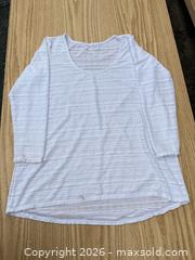 MaxSold Auction: White Eyelet Open-Knit 3/4 Sleeve Blouse or Bathing Suit Cover, Size Unknown - Saanich (British Columbia, Canada) SELLER MANAGED Downsizing Online Auction - Dunsterville Avenue