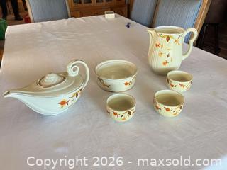 MaxSold Auction: Ceramic Tea Set with Teapot, Pitcher, Bowl & Cups — Orange Floral - Las Vegas (Nevada, USA) PARTNER MANAGED Estate Sale Online Auction - South 16th Street