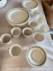 MaxSold Auction: Green Floral Border Dinnerware Set — Plates, Cups, Saucers, Creamers - Las Vegas (Nevada, USA) PARTNER MANAGED Estate Sale Online Auction - South 16th Street