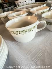MaxSold Auction: Green Floral Border Dinnerware Set — Plates, Cups, Saucers, Creamers - Las Vegas (Nevada, USA) PARTNER MANAGED Estate Sale Online Auction - South 16th Street