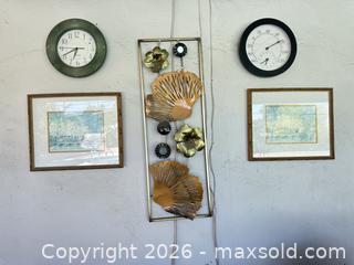 MaxSold Auction: Metal Floral Wall Sculpture with Two Framed Prints & Clocks - Las Vegas (Nevada, USA) PARTNER MANAGED Estate Sale Online Auction - South 16th Street