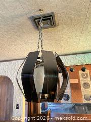 MaxSold Auction: Mid-Century Modern Black Chrome Pendant Light with Frosted Globe - Las Vegas (Nevada, USA) PARTNER MANAGED Estate Sale Online Auction - South 16th Street