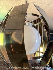 MaxSold Auction: Mid-Century Modern Black Chrome Pendant Light with Frosted Globe - Las Vegas (Nevada, USA) PARTNER MANAGED Estate Sale Online Auction - South 16th Street