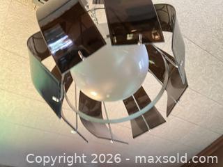 MaxSold Auction: Mid-Century Modern Black Chrome Pendant Light with Frosted Globe - Las Vegas (Nevada, USA) PARTNER MANAGED Estate Sale Online Auction - South 16th Street