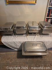 MaxSold Auction: Set of 4 Stainless Steel Full-Size Chafing Dishes with Brass Accents - Las Vegas (Nevada, USA) PARTNER MANAGED Estate Sale Online Auction - South 16th Street
