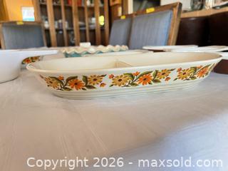 MaxSold Auction: Vintage Milk Glass Floral Border Bakeware & Serving Set - Las Vegas (Nevada, USA) PARTNER MANAGED Estate Sale Online Auction - South 16th Street