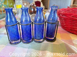 MaxSold Auction: Vintage Mixed Glassware Set with Cobalt Vases & Coupe Glasses - Las Vegas (Nevada, USA) PARTNER MANAGED Estate Sale Online Auction - South 16th Street