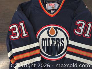 MaxSold Auction: Grant Fuhr Signed CCM Edmonton Oilers #31 Navy Hockey Jersey - Mill Bay (British Columbia, Canada) SELLER MANAGED Reseller Online Auction - Shawnigan-Mill Bay Road