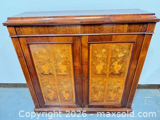 MaxSold Auction: Antique Records Cabinet with Inlaid Wood - Camarillo (California, USA) PARTNER MANAGED Estate Sale Online Auction - Corte Malpaso Court