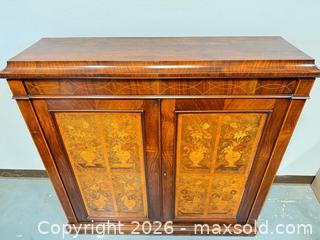 MaxSold Auction: Antique Records Cabinet with Inlaid Wood - Camarillo (California, USA) PARTNER MANAGED Estate Sale Online Auction - Corte Malpaso Court