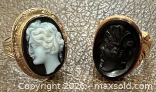 MaxSold Auction: Two Antique Gold Cameo Rings  - Camarillo (California, USA) PARTNER MANAGED Estate Sale Online Auction - Corte Malpaso Court