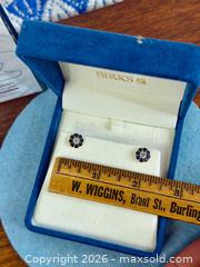 MaxSold Auction: 14K Gold Diamond & Blue Sapphire Halo Stud Earrings - Hamilton (Ontario, Canada) SELLER MANAGED Estate Sale Online Auction - Gertrude Street