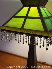 MaxSold Auction: Antique Arts & Crafts Mission Style Table Lamp - Green Slag Glass - Hamilton (Ontario, Canada) SELLER MANAGED Estate Sale Online Auction - Gertrude Street