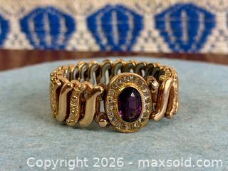 MaxSold Auction: Antique Gold Filled Sweetheart Expansion Bracelet - Purple Glass Victorian  - Hamilton (Ontario, Canada) SELLER MANAGED Estate Sale Online Auction - Gertrude Street