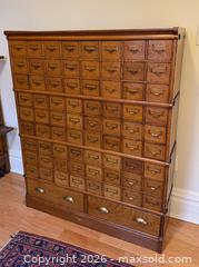 MaxSold Auction: Antique Oak Apothecary Drawer Cabinet - C. 1800s - Hamilton (Ontario, Canada) SELLER MANAGED Estate Sale Online Auction - Gertrude Street