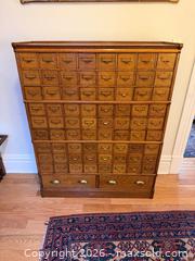 MaxSold Auction: Antique Oak Apothecary Drawer Cabinet - C. 1800s - Hamilton (Ontario, Canada) SELLER MANAGED Estate Sale Online Auction - Gertrude Street