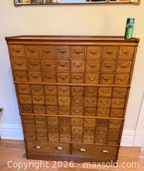 MaxSold Auction: Antique Oak Apothecary Drawer Cabinet - C. 1800s - Hamilton (Ontario, Canada) SELLER MANAGED Estate Sale Online Auction - Gertrude Street