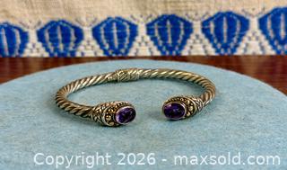 MaxSold Auction: David Yurman Style Cable Cuff Sterling Silver + 18k Gold Bracelet w/ Amethyst Ends - Hamilton (Ontario, Canada) SELLER MANAGED Estate Sale Online Auction - Gertrude Street