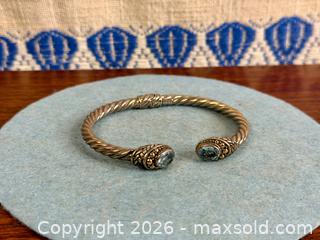 MaxSold Auction: David Yurman Style Cable Cuff Sterling Silver + 18k Gold Bracelet w/ Blue Stone Ends - Hamilton (Ontario, Canada) SELLER MANAGED Estate Sale Online Auction - Gertrude Street