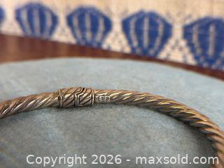 MaxSold Auction: David Yurman Style Cable Cuff Sterling Silver + 18k Gold Bracelet w/ Blue Stone Ends - Hamilton (Ontario, Canada) SELLER MANAGED Estate Sale Online Auction - Gertrude Street