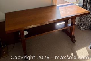 MaxSold Auction: 'Gustav Stickley Style' Mission Oak Arts & Crafts Trestle Library Table/Writing Desk - Hamilton (Ontario, Canada) SELLER MANAGED Estate Sale Online Auction - Gertrude Street