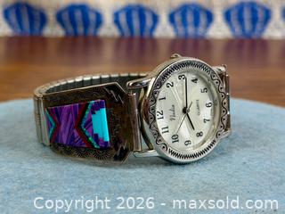 MaxSold Auction: Vintage Sterling Silver 'Zuni' Inlay Watch Bracelet - Hamilton (Ontario, Canada) SELLER MANAGED Estate Sale Online Auction - Gertrude Street