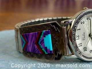 MaxSold Auction: Vintage Sterling Silver 'Zuni' Inlay Watch Bracelet - Hamilton (Ontario, Canada) SELLER MANAGED Estate Sale Online Auction - Gertrude Street