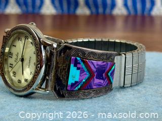 MaxSold Auction: Vintage Sterling Silver 'Zuni' Inlay Watch Bracelet - Hamilton (Ontario, Canada) SELLER MANAGED Estate Sale Online Auction - Gertrude Street