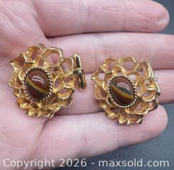 MaxSold Auction: Authenticated Vintage Christian Dior cufflinks with brown cabochon stone  - Richmond Hill (Ontario, Canada) SELLER MANAGED Downsizing Online Auction - Townwood Drive