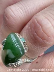 MaxSold Auction: Large vintage Chinese jade sterling silver ring with snake and dragon  - Richmond Hill (Ontario, Canada) SELLER MANAGED Downsizing Online Auction - Townwood Drive