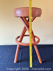 MaxSold Auction: Montgomery Ward Rattan & Wood Bar Stool, 30 in, Orange/Honey Brown - Delaware City Township (Ohio, USA) PARTNER MANAGED Downsizing Online Auction - Hillside Drive