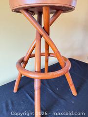 MaxSold Auction: Montgomery Ward Rattan & Wood Bar Stool, 30 in, Orange/Honey Brown - Delaware City Township (Ohio, USA) PARTNER MANAGED Downsizing Online Auction - Hillside Drive
