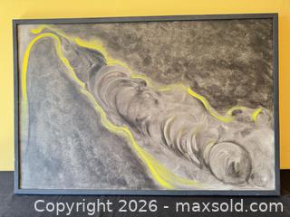 MaxSold Auction: Original Abstract Charcoal & Pastel Landscape Drawing, Framed - Delaware City Township (Ohio, USA) PARTNER MANAGED Downsizing Online Auction - Hillside Drive