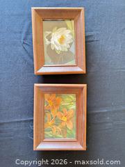 MaxSold Auction: Set of 2 Small Brown Wood 5x7 Floral Picture Frames - Delaware City Township (Ohio, USA) PARTNER MANAGED Downsizing Online Auction - Hillside Drive
