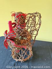 MaxSold Auction: Wicker Angel Table Centerpiece with Candle & Ribbon Accents - Delaware City Township (Ohio, USA) PARTNER MANAGED Downsizing Online Auction - Hillside Drive