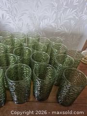MaxSold Auction: Vintage Avocado Green Textured Tumbler - 3 Dozen - Dundas (Ontario, Canada) SELLER MANAGED Estate Sale Online Auction - David Street