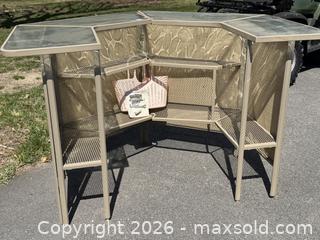 MaxSold Auction: Tan Metal Outdoor Bar with Glass Top - Mattapoisett (Massachusetts, USA) SELLER MANAGED Moving Online Auction - Crystal Spring Road