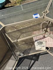 MaxSold Auction: Tan Metal Outdoor Bar with Glass Top - Mattapoisett (Massachusetts, USA) SELLER MANAGED Moving Online Auction - Crystal Spring Road