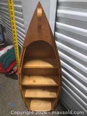MaxSold Auction: Wood Wall-Mounted Decorative Boat-Style Shelf, 46in H - Henrietta (New York, USA) SELLER MANAGED Reseller Online Auction - Brighton Henrietta Town Line Road (STORAGE)