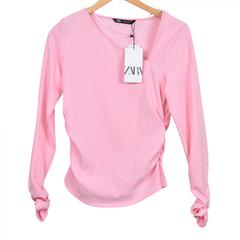 MaxSold Auction: New! Zara Asymmetric Pink Long Sleeve Blouse Top with Gathering Medium Small Hole - Toronto (Ontario, Canada) SELLER MANAGED Downsizing Online Auction - Dovercourt Road