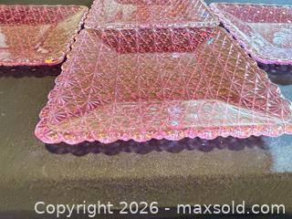 MaxSold Auction: Vintage Pink Iridescent Carnival Glass Pitcher, Glasses & Plates - Morgan Hill (California, USA) SELLER MANAGED Estate Sale Online Auction - Oak Glen Avenue