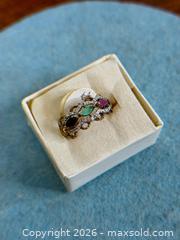 MaxSold Auction: Sterling Silver Gold Wash - Multi Gemstone Ring – Ruby, Emerald, Sapphire w/ White Accents - Hamilton (Ontario, Canada) SELLER MANAGED Estate Sale Online Auction - Gertrude Street