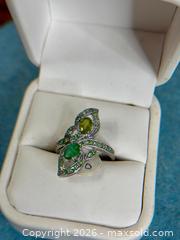 MaxSold Auction: Sterling Silver Leaf Design Ring with Peridot & Green Stones - Hamilton (Ontario, Canada) SELLER MANAGED Estate Sale Online Auction - Gertrude Street