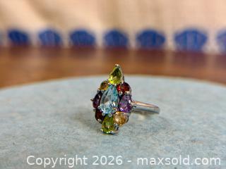 MaxSold Auction: Sterling Silver Multi Gemstone Ring – Peridot, Amethyst, Citrine, Garnet, Blue Topaz - Hamilton (Ontario, Canada) SELLER MANAGED Estate Sale Online Auction - Gertrude Street