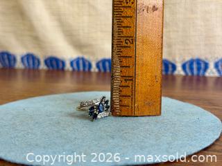 MaxSold Auction: Sterling Silver Sapphire Look Cluster Ring with CZ Accents - Hamilton (Ontario, Canada) SELLER MANAGED Estate Sale Online Auction - Gertrude Street